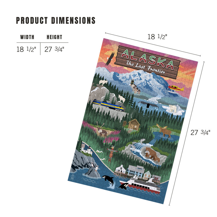 Alaska, Retro Scenes, Jigsaw Puzzle Puzzle Lantern Press 