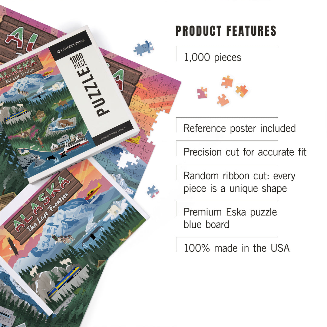 Alaska, Retro Scenes, Jigsaw Puzzle Puzzle Lantern Press 