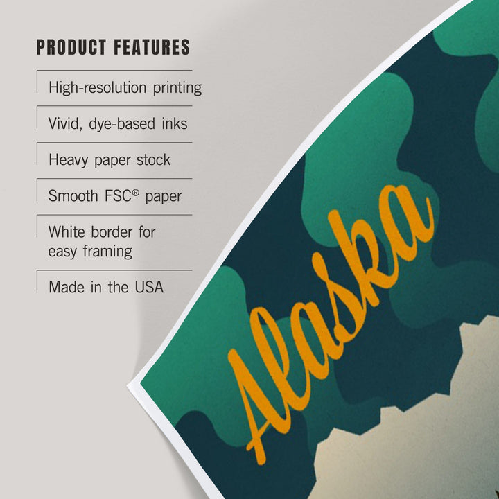 Alaska, Retro Skyline, Art & Giclee Prints Art Lantern Press 