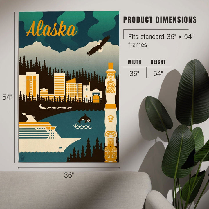 Alaska, Retro Skyline, Art & Giclee Prints Art Lantern Press 