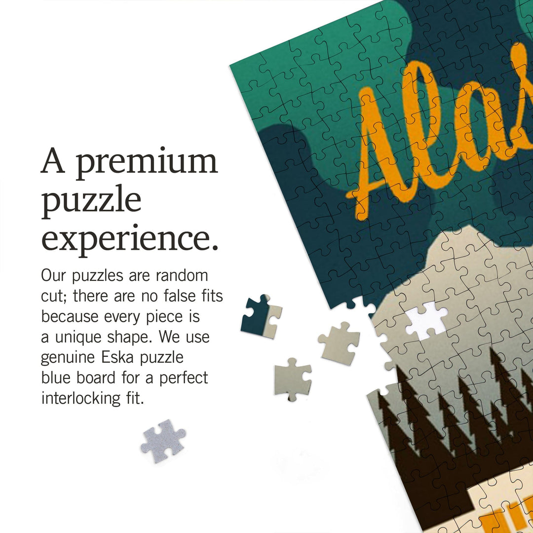 Alaska, Retro Skyline, Jigsaw Puzzle Puzzle Lantern Press 
