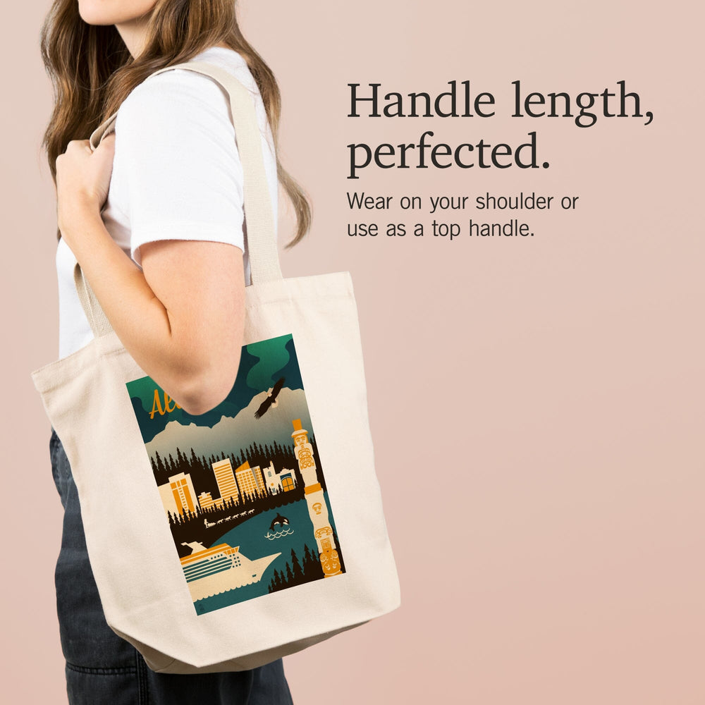 Alaska, Retro Skyline, Tote Bag Totes Lantern Press 