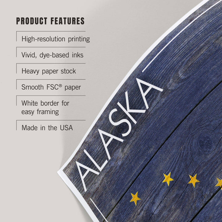 Alaska, Rustic State Flag, Art & Giclee Prints Art Lantern Press 