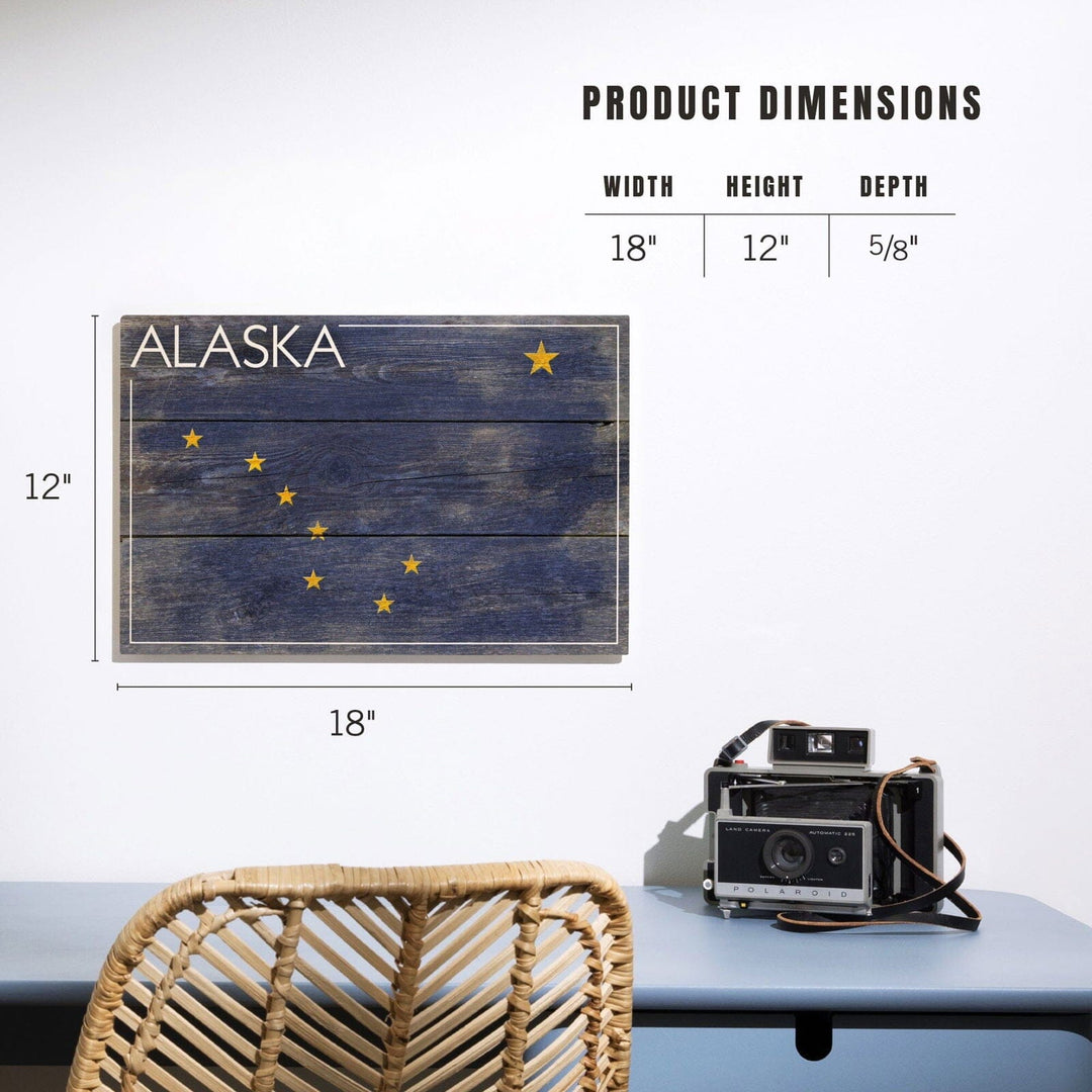 Alaska, Rustic State Flag, Lantern Press Artwork, Wood Signs and Postcards Wood Lantern Press 