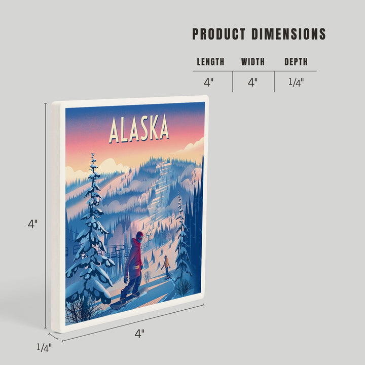 Alaska, Shred the Gnar, Snowboarding, Coasters Coasters Lantern Press 