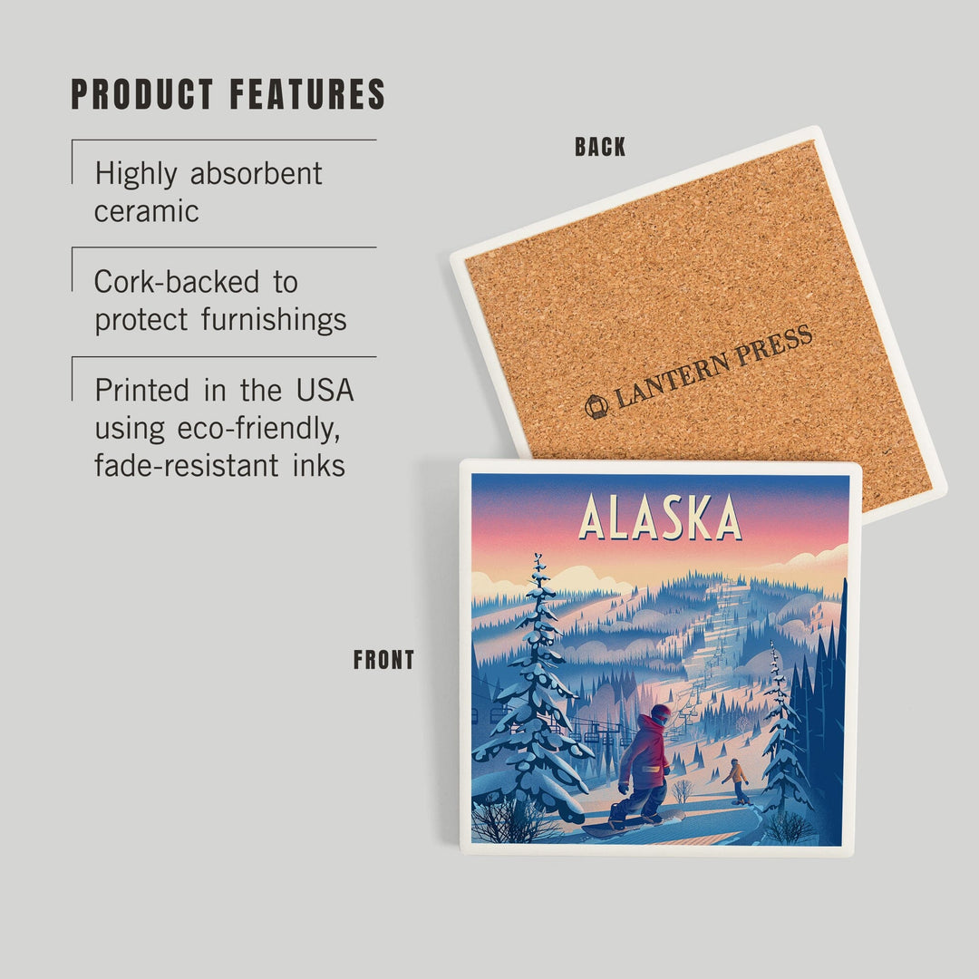 Alaska, Shred the Gnar, Snowboarding, Coasters Coasters Lantern Press 