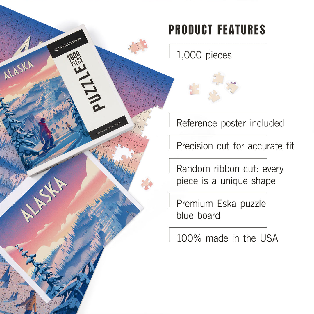 Alaska, Shred the Gnar, Snowboarding, Jigsaw Puzzle Puzzle Lantern Press 