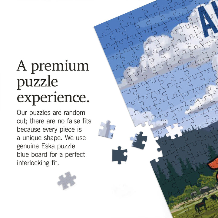 Alaska, Signpost, Meadow, Jigsaw Puzzle Puzzle Lantern Press 