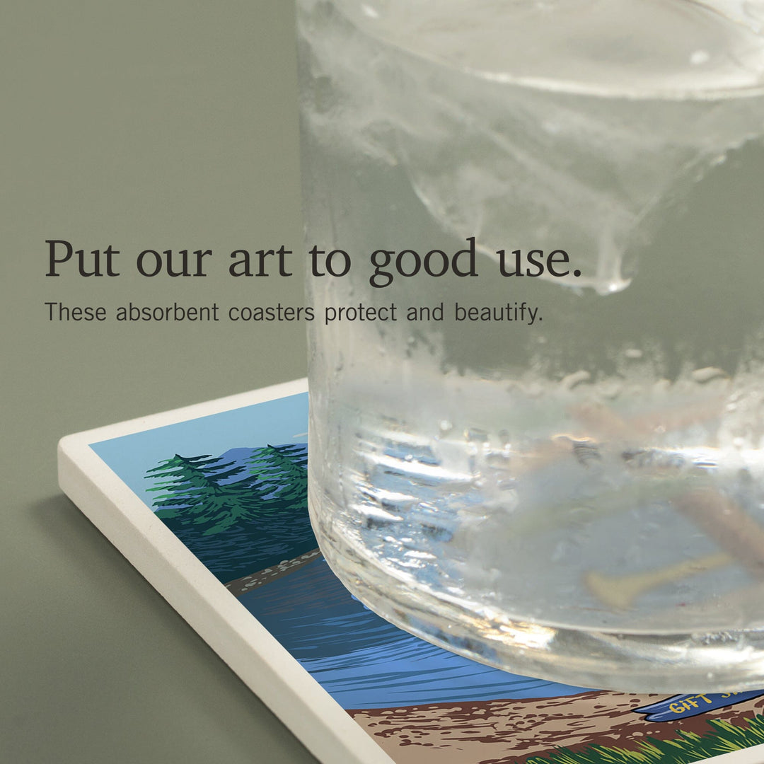 Alaska, Signpost, River, Coasters Coasters Lantern Press 