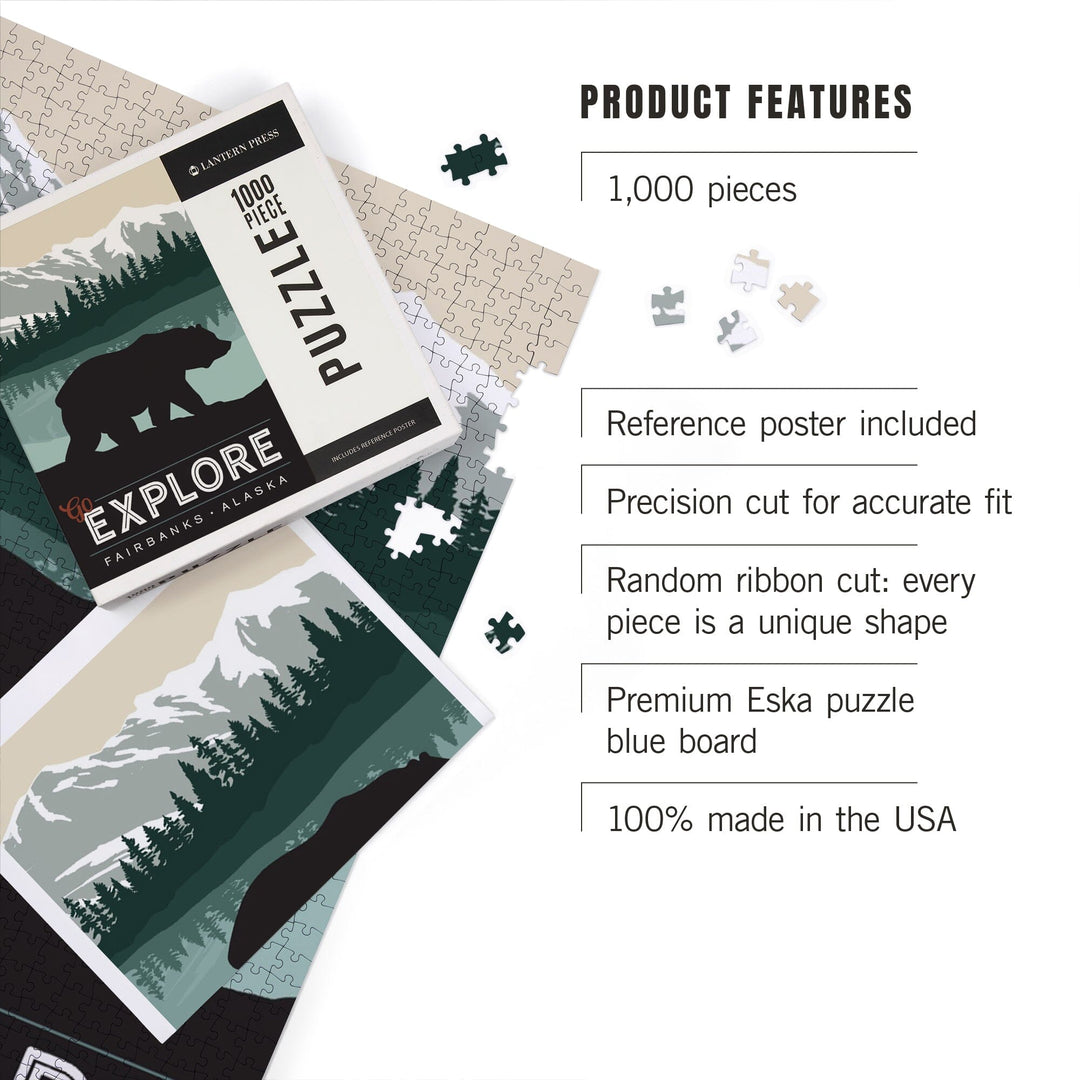 Alaska, Simply Outdoors, Go Explore, Bear Puzzle Lantern Press 