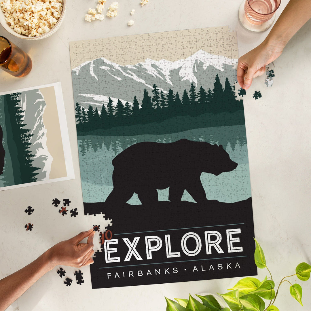 Alaska, Simply Outdoors, Go Explore, Bear Puzzle Lantern Press 