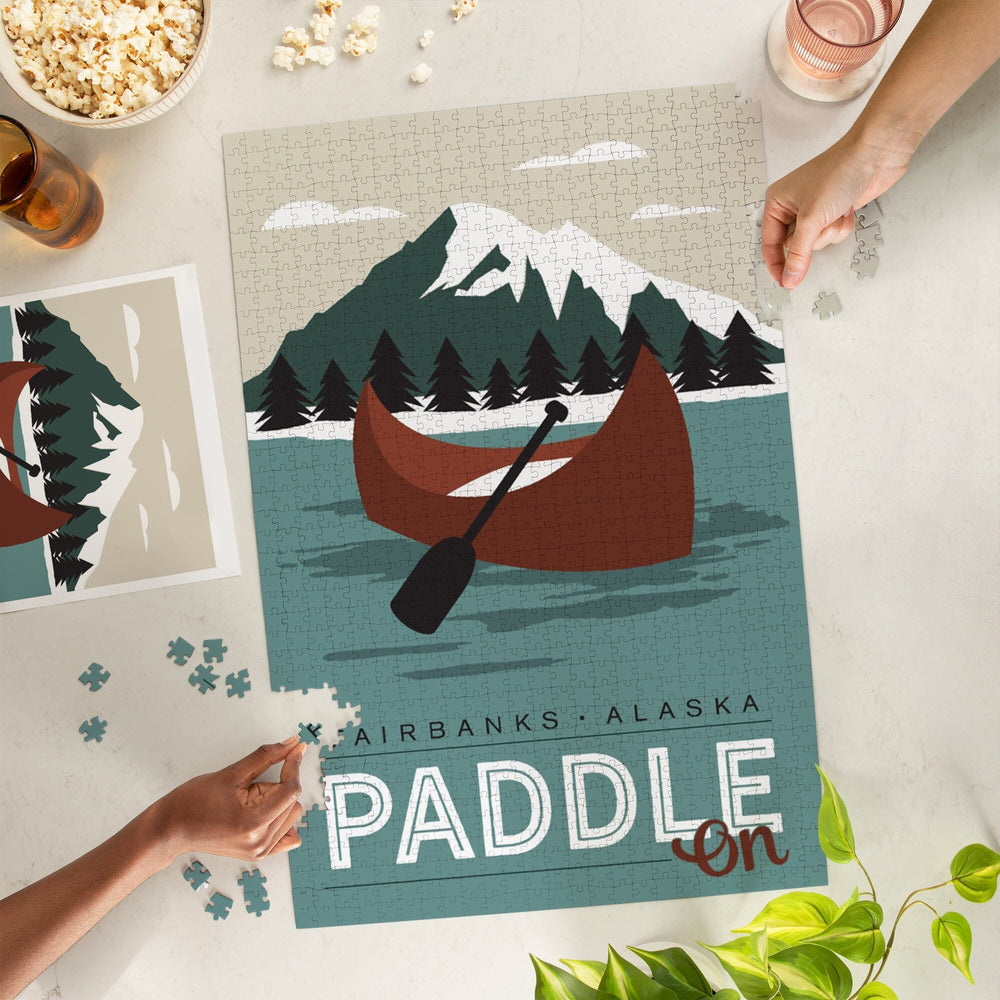 Alaska, Simply Outdoors, Paddle On, Canoe Puzzle Lantern Press 