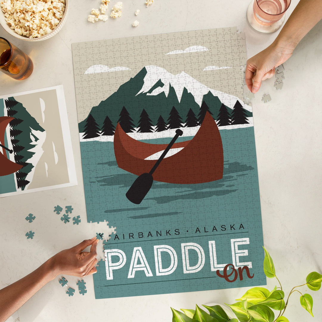 Alaska, Simply Outdoors, Paddle On, Canoe Puzzle Lantern Press 