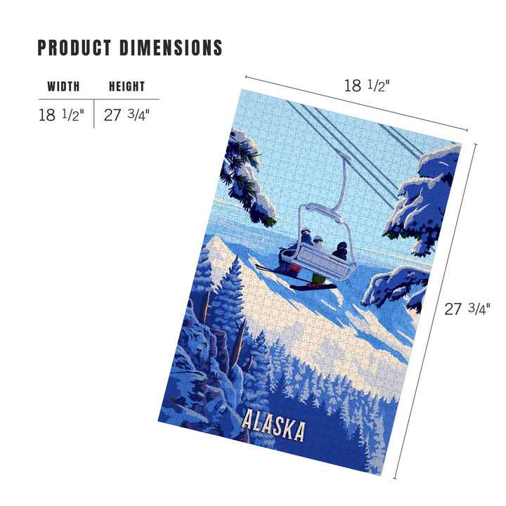 Alaska, Ski Lift Above The Trees, Jigsaw Puzzle Puzzle Lantern Press 