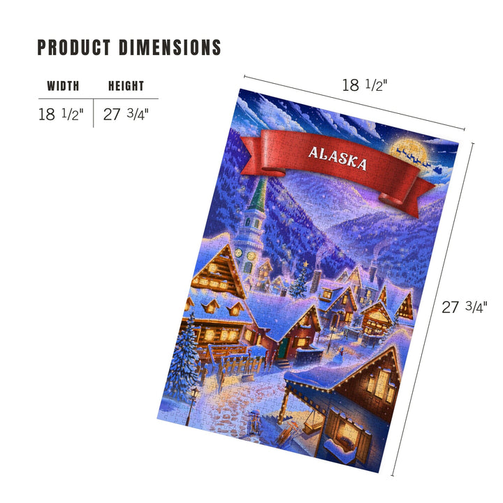 Alaska, Sleepy Winter Village, Jigsaw Puzzle Puzzle Lantern Press 