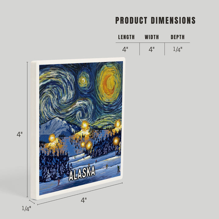 Alaska, Starry Night, Ski, Coasters Coasters Lantern Press 