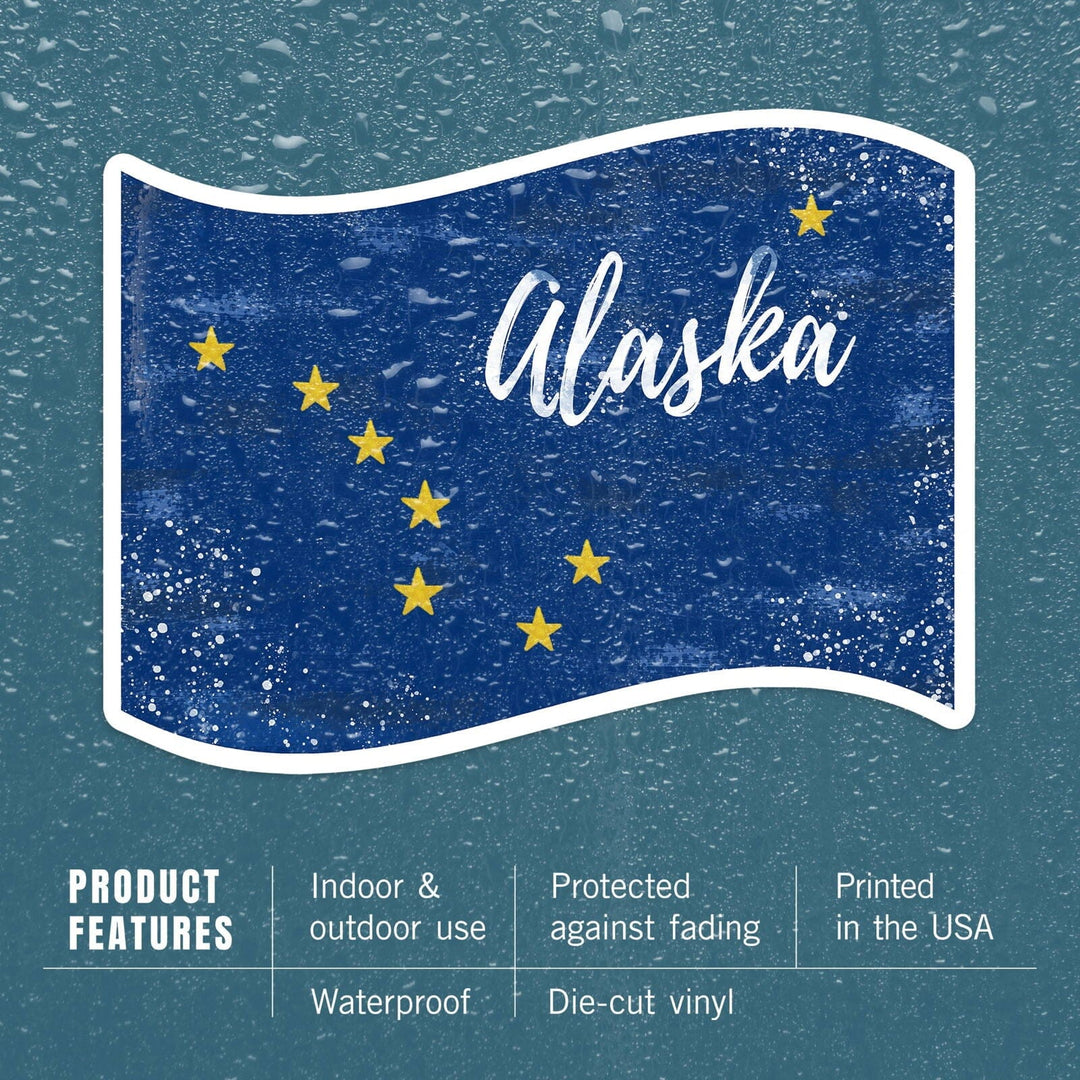 Alaska, State Flag, Watercolor, Contour, Vinyl Sticker Sticker Lantern Press 