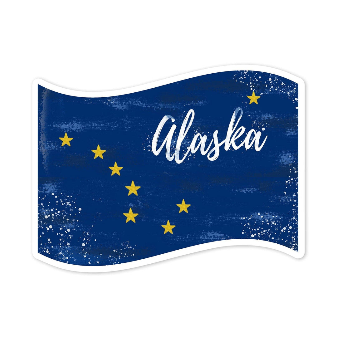 Alaska, State Flag, Watercolor, Contour, Vinyl Sticker Sticker Lantern Press 