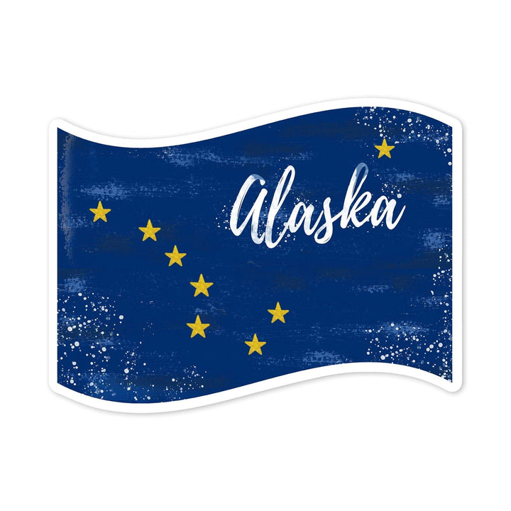 Alaska, State Flag, Watercolor, Contour, Vinyl Sticker Sticker Lantern Press 