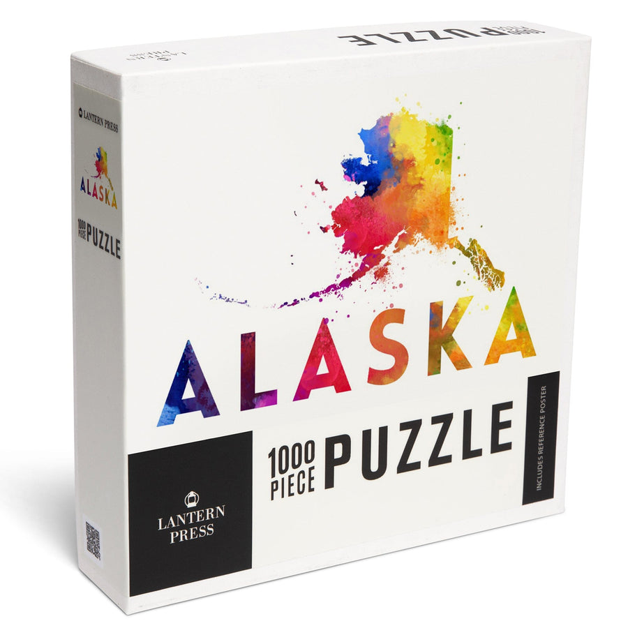 Alaska, State, Vibrant Watercolor, Jigsaw Puzzle Puzzle Lantern Press 
