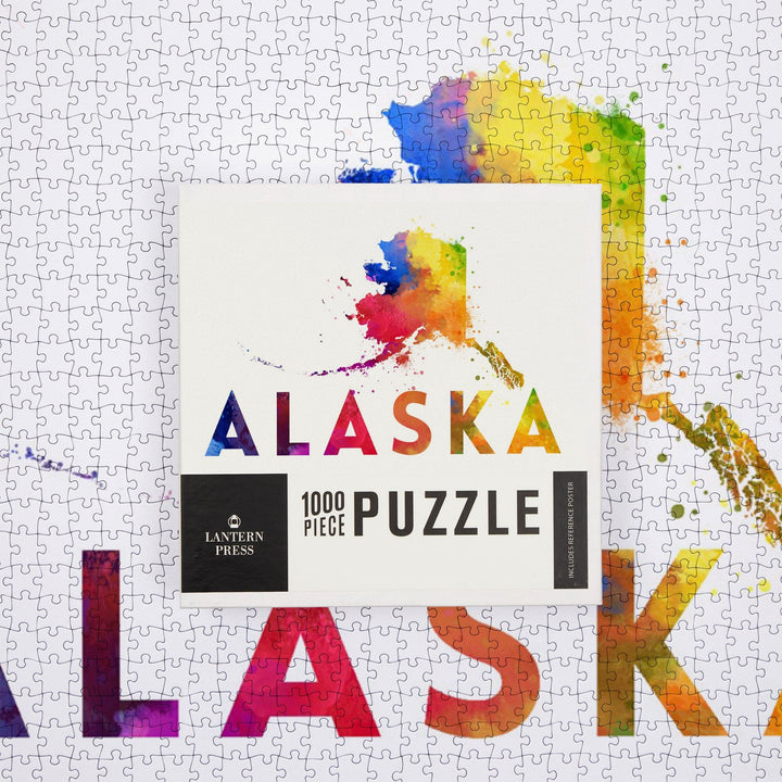 Alaska, State, Vibrant Watercolor, Jigsaw Puzzle Puzzle Lantern Press 