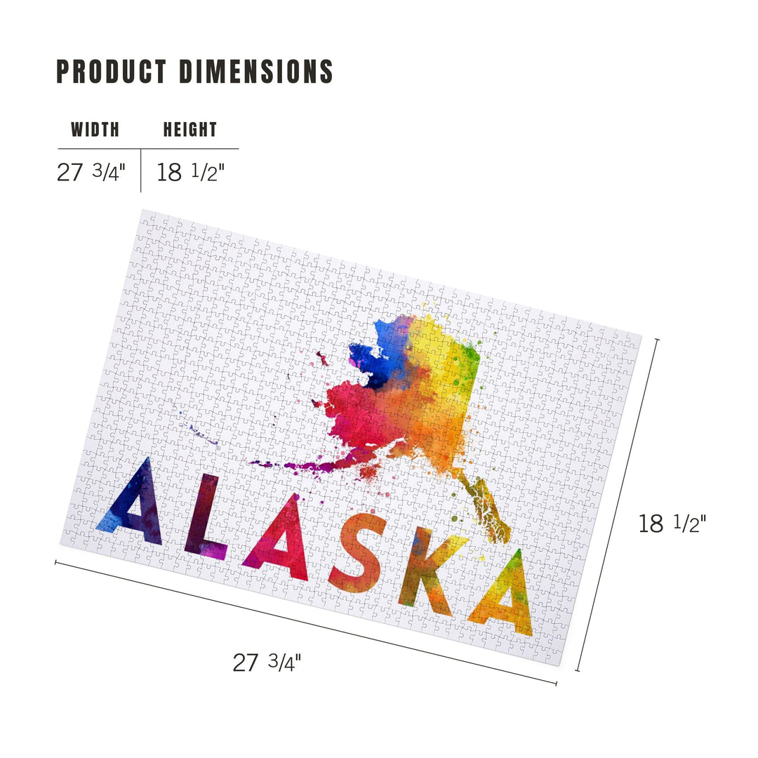 Alaska, State, Vibrant Watercolor, Jigsaw Puzzle Puzzle Lantern Press 