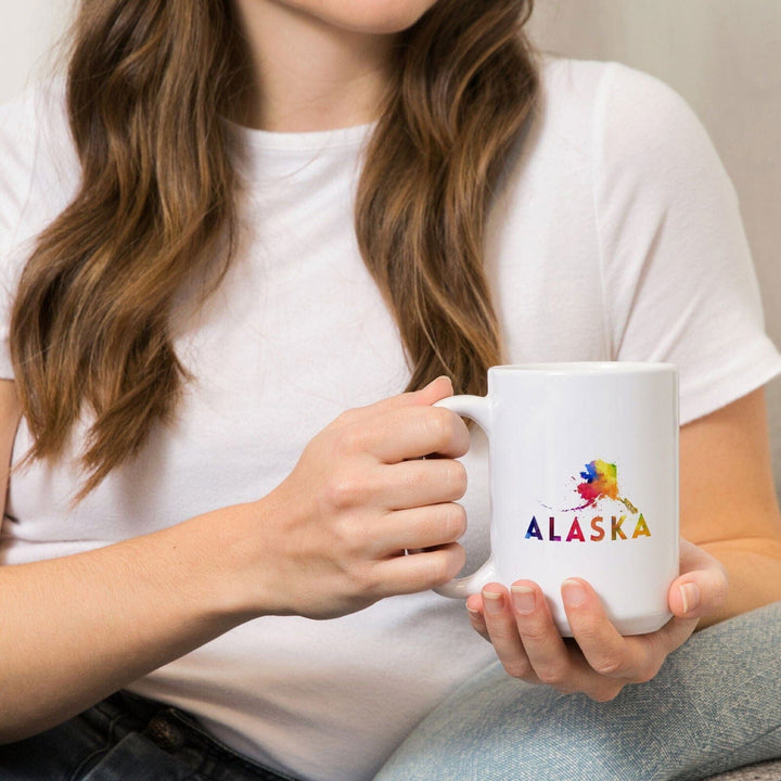 Alaska, State, Vibrant Watercolor, Lantern Press Artwork, Ceramic Mug Mugs Lantern Press 