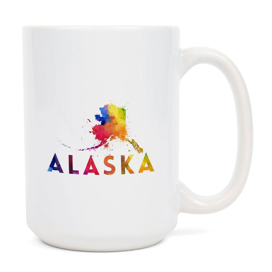 Alaska, State, Vibrant Watercolor, Lantern Press Artwork, Ceramic Mug Mugs Lantern Press 
