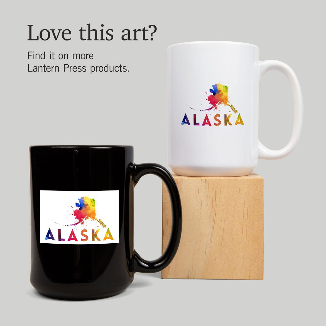 Alaska, State, Vibrant Watercolor, Lantern Press Artwork, Ceramic Mug Mugs Lantern Press 