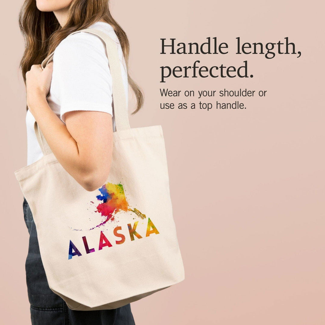 Alaska, State, Vibrant Watercolor, Lantern Press Artwork, Tote Bag Totes Lantern Press 