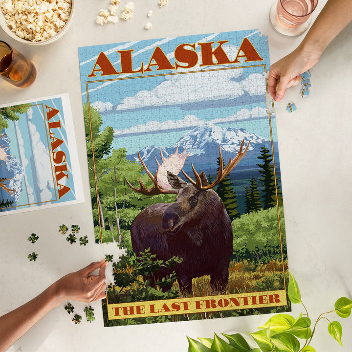 Alaska, The Last Frontier, Moose, Jigsaw Puzzle Puzzle Lantern Press 