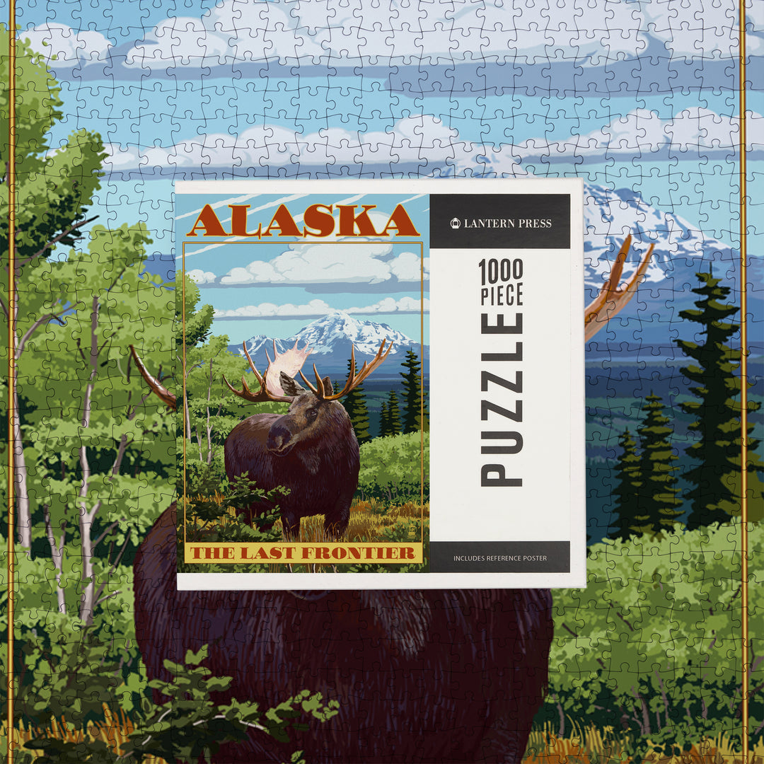 Alaska, The Last Frontier, Moose, Jigsaw Puzzle Puzzle Lantern Press 