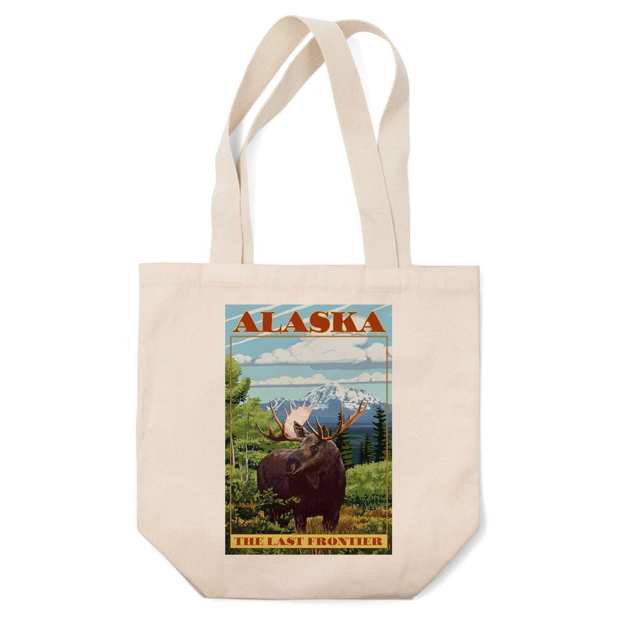 Alaska, The Last Frontier, Moose, Lantern Press Artwork, Tote Bag Totes Lantern Press 