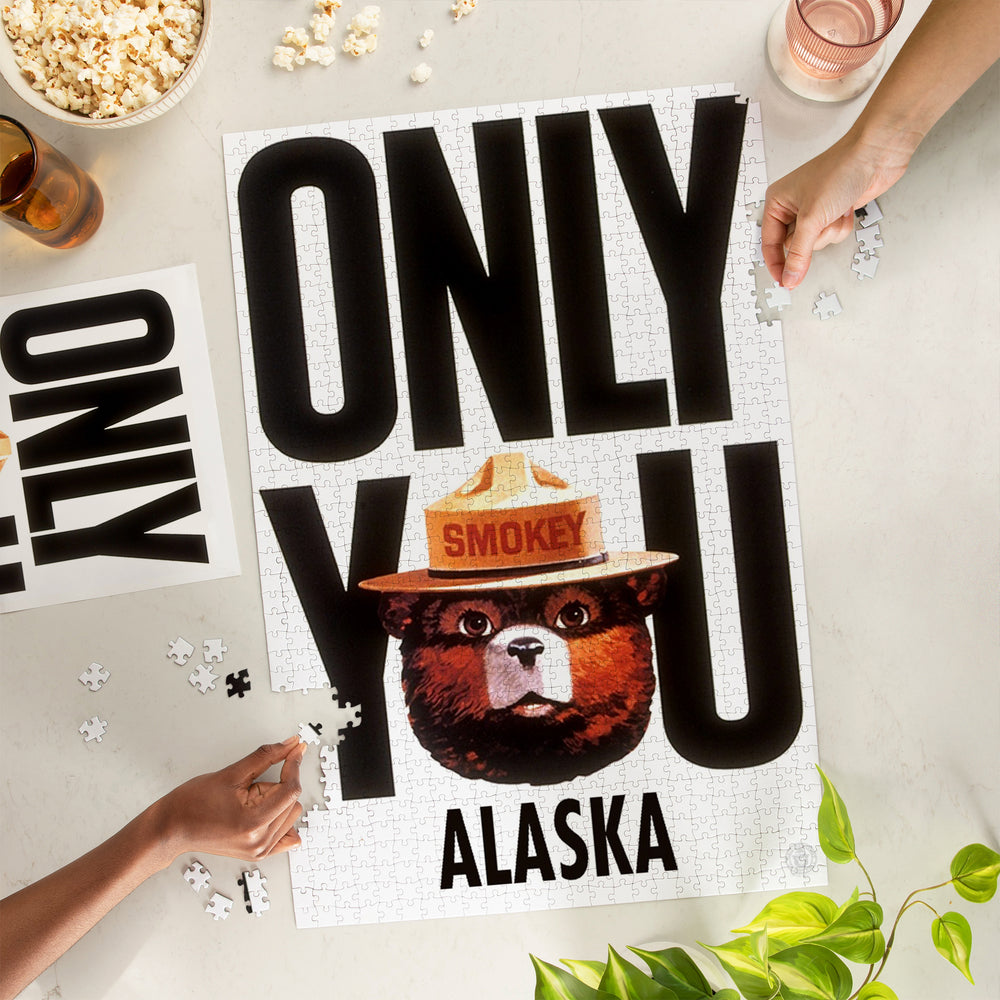 Alaska, Vintage Poster, Smokey Bear, Only You, Jigsaw Puzzle Puzzle Lantern Press 