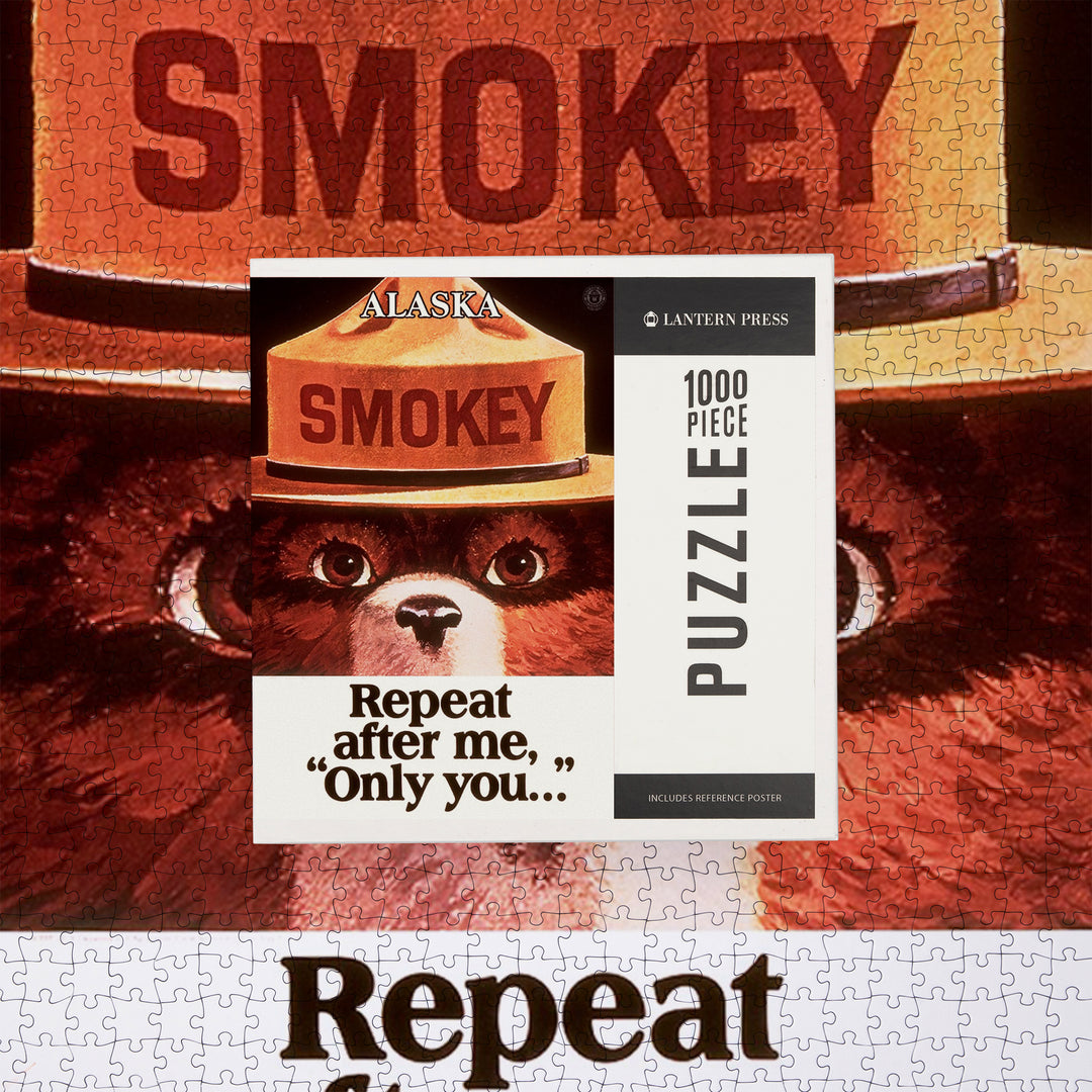 Alaska, Vintage Poster, Smokey Bear, Repeat After Me, Jigsaw Puzzle Puzzle Lantern Press 