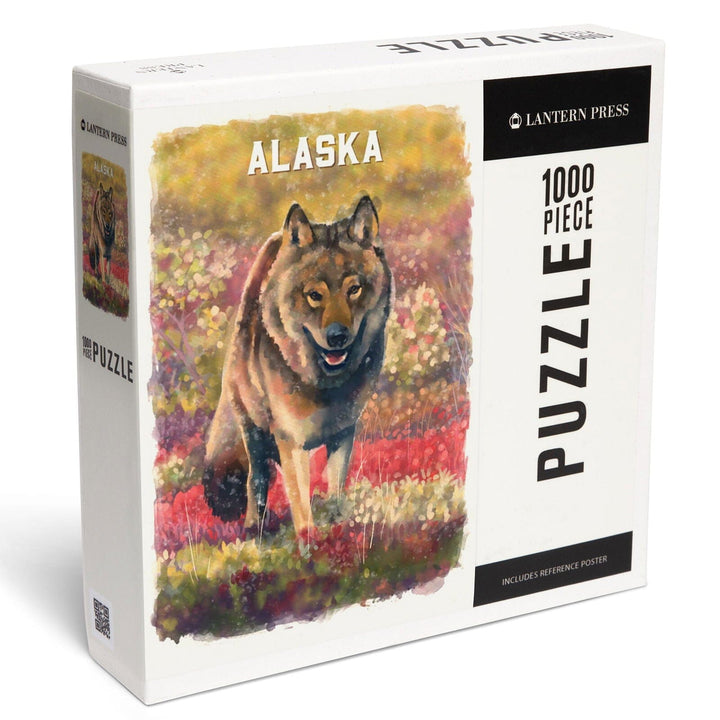 Alaska, Watercolor Study, Gray Wolf, Jigsaw Puzzle Puzzle Lantern Press 