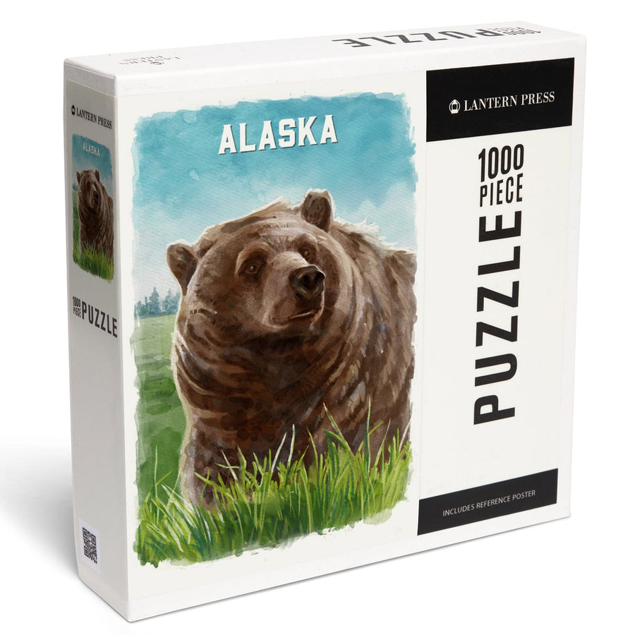 Alaska, Watercolor Study, Grizzly Bear, Jigsaw Puzzle Puzzle Lantern Press 
