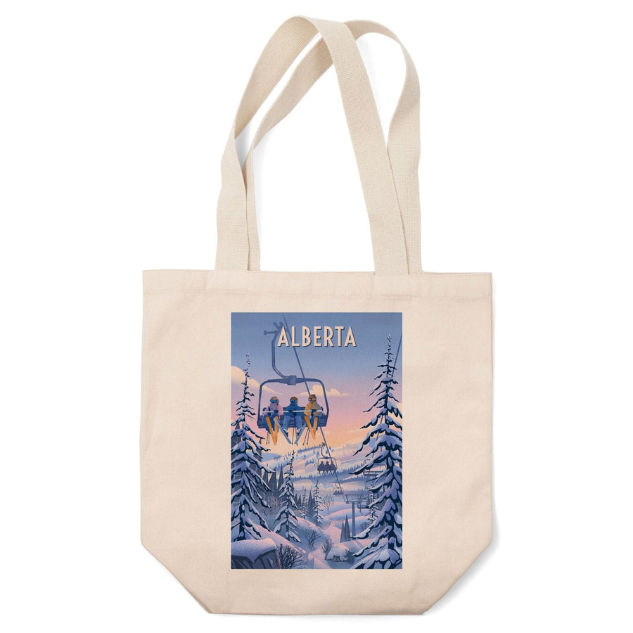 Alberta, Chill on the Uphill, Ski Lift, Tote Bag Totes Lantern Press 