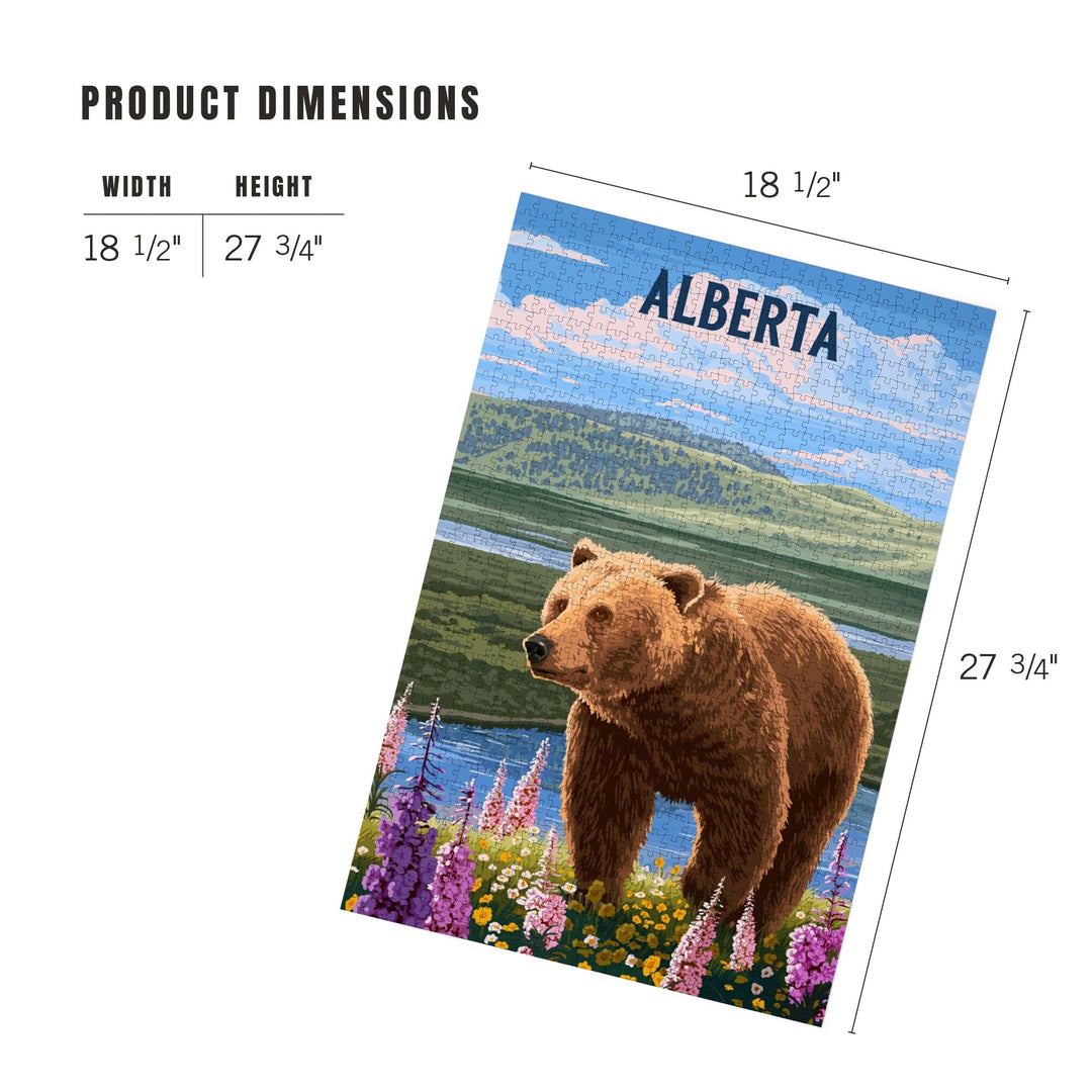 Alberta, Painterly, Grizzly Bear in Meadow, Jigsaw Puzzle Puzzle Lantern Press 