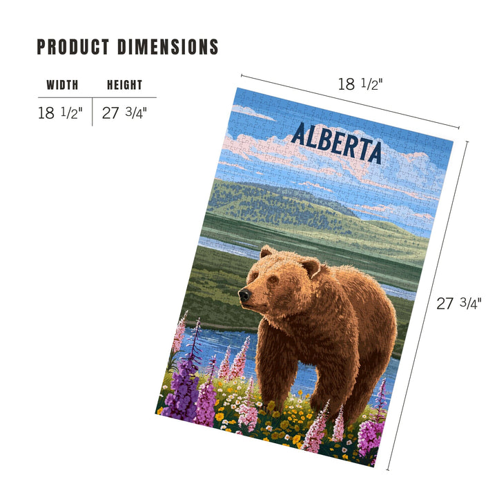 Alberta, Painterly, Grizzly Bear in Meadow, Jigsaw Puzzle Puzzle Lantern Press 