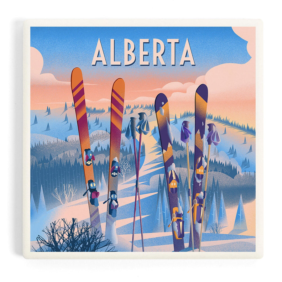 Alberta, Prepare for Takeoff, Skis in Snowbank, Coasters Coasters Lantern Press 