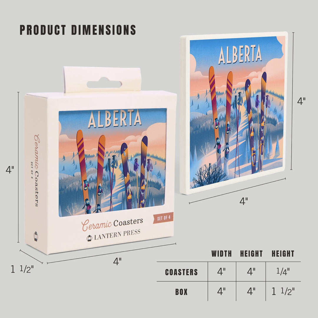 Alberta, Prepare for Takeoff, Skis in Snowbank, Coasters Coasters Lantern Press 