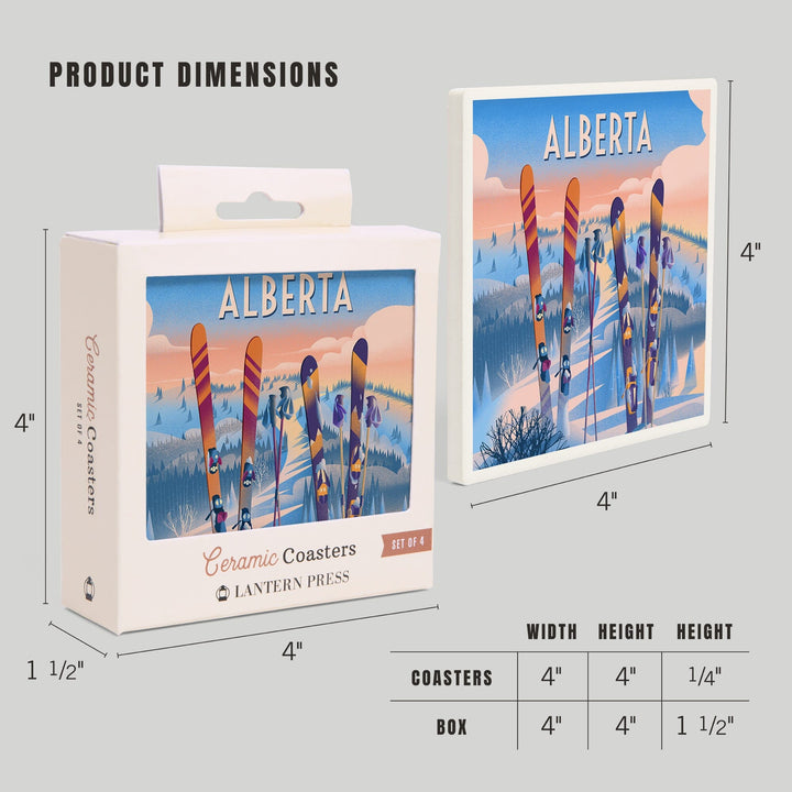 Alberta, Prepare for Takeoff, Skis in Snowbank, Coasters Coasters Lantern Press 