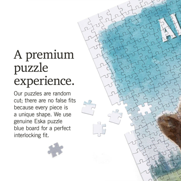 Alberta, Watercolor Study, Grizzly Bear, Jigsaw Puzzle Puzzle Lantern Press 