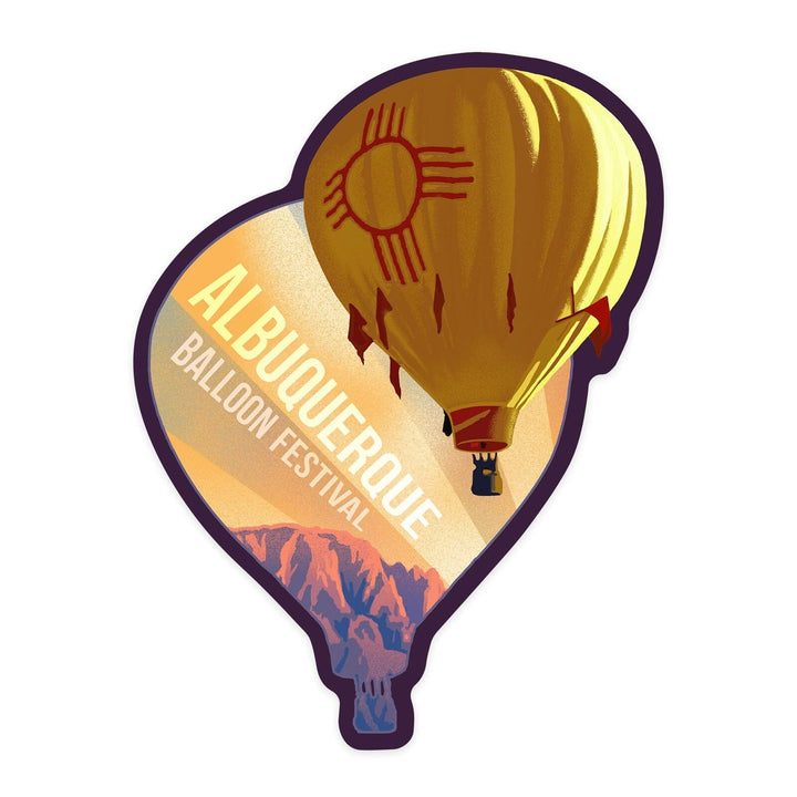 Albuquerque, New Mexico, Balloon Festival, Letterpress, Contour, Vinyl Sticker Sticker Lantern Press 