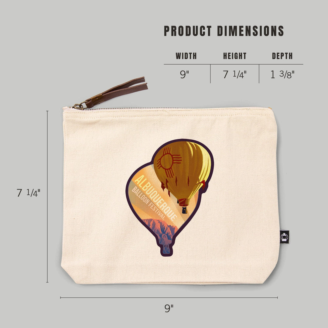Albuquerque, New Mexico, Balloon Festival, Letterpress,, Organic Cotton Zipper Pouch, Go Bag Go Bag Lantern Press 