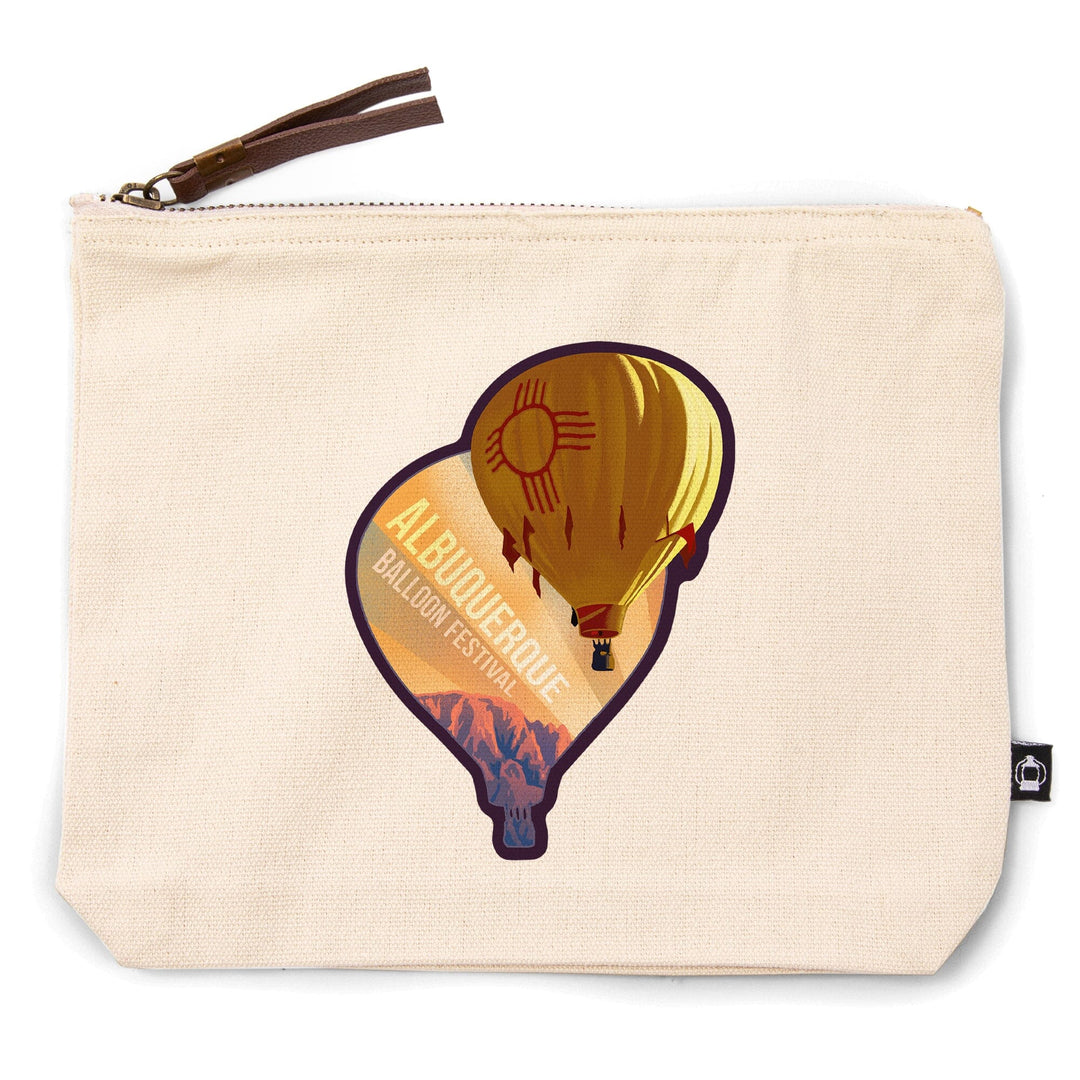 Albuquerque, New Mexico, Balloon Festival, Letterpress,, Organic Cotton Zipper Pouch, Go Bag Go Bag Lantern Press 