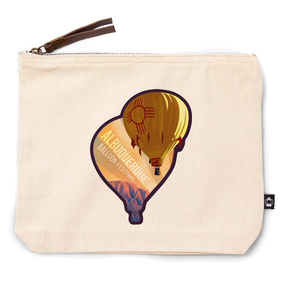 Albuquerque, New Mexico, Balloon Festival, Letterpress,, Organic Cotton Zipper Pouch, Go Bag Go Bag Lantern Press 