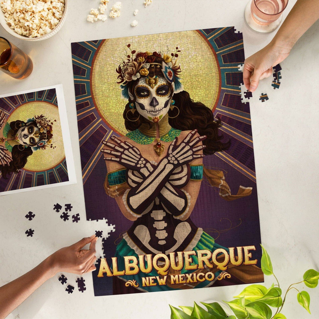 Albuquerque, New Mexico, Day of the Dead, Crossbones, Jigsaw Puzzle Puzzle Lantern Press 