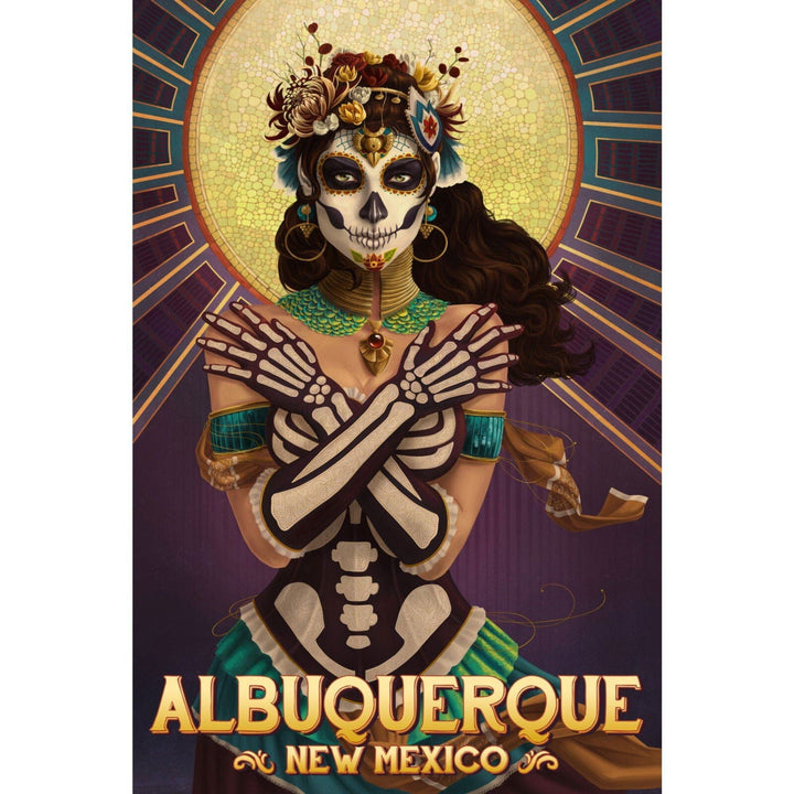 Albuquerque, New Mexico, Day of the Dead, Crossbones, Lantern Press Artwork, Stretched Canvas Canvas Lantern Press 